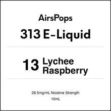 13 Lychee Raspberry 28.5mg/ml Nicotine - AirsPops 313 E-LIQUID 10ml in AIRSCREAM NZ