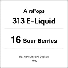 16 Sour Berries 28.5mg/ml Nicotine - AirsPops 313 E-LIQUID 10ml in AIRSCREAM NZ