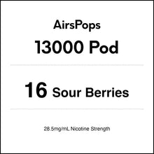 16 Sour Berries - AirsPops 13000 Vape PREFILLED Pod in AIRSCREAM NZ