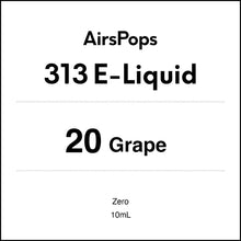 20 Grape 0mg/ml Nicotine - AirsPops 313 E-LIQUID 10ml in AIRSCREAM NZ