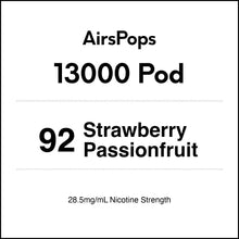 92 Strawberry Passionfruit - AirsPops 13000 PREFILLED Vape Pod in AIRSCREAM NZ