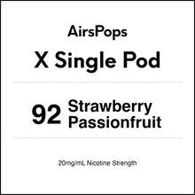 92 Strawberry Passionfruit - AirsPops X Pod SINGLE PACK in AIRSCREAM NZ