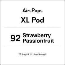 92 Strawberry Passionfruit - AirsPops XL Vape Prefilled Pod 10ml in AIRSCREAM NZ