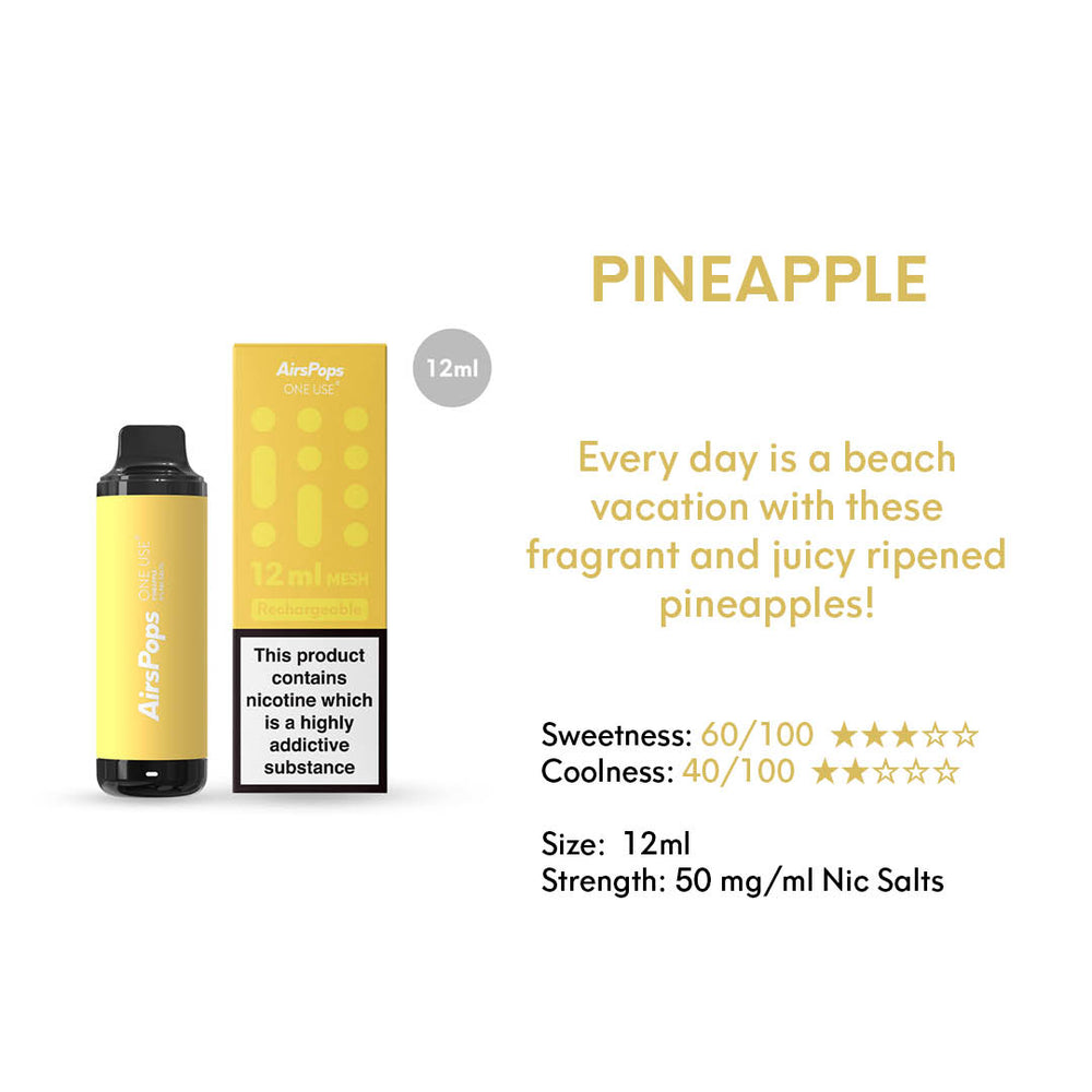 Pineapple -- AIRSCREAM AirsPops ONE USE (Disposable) 12ml Mesh