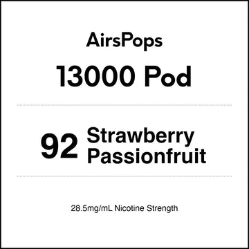 92 Strawberry Passionfruit - AirsPops 13000 PREFILLED Vape Pod in AIRSCREAM NZ