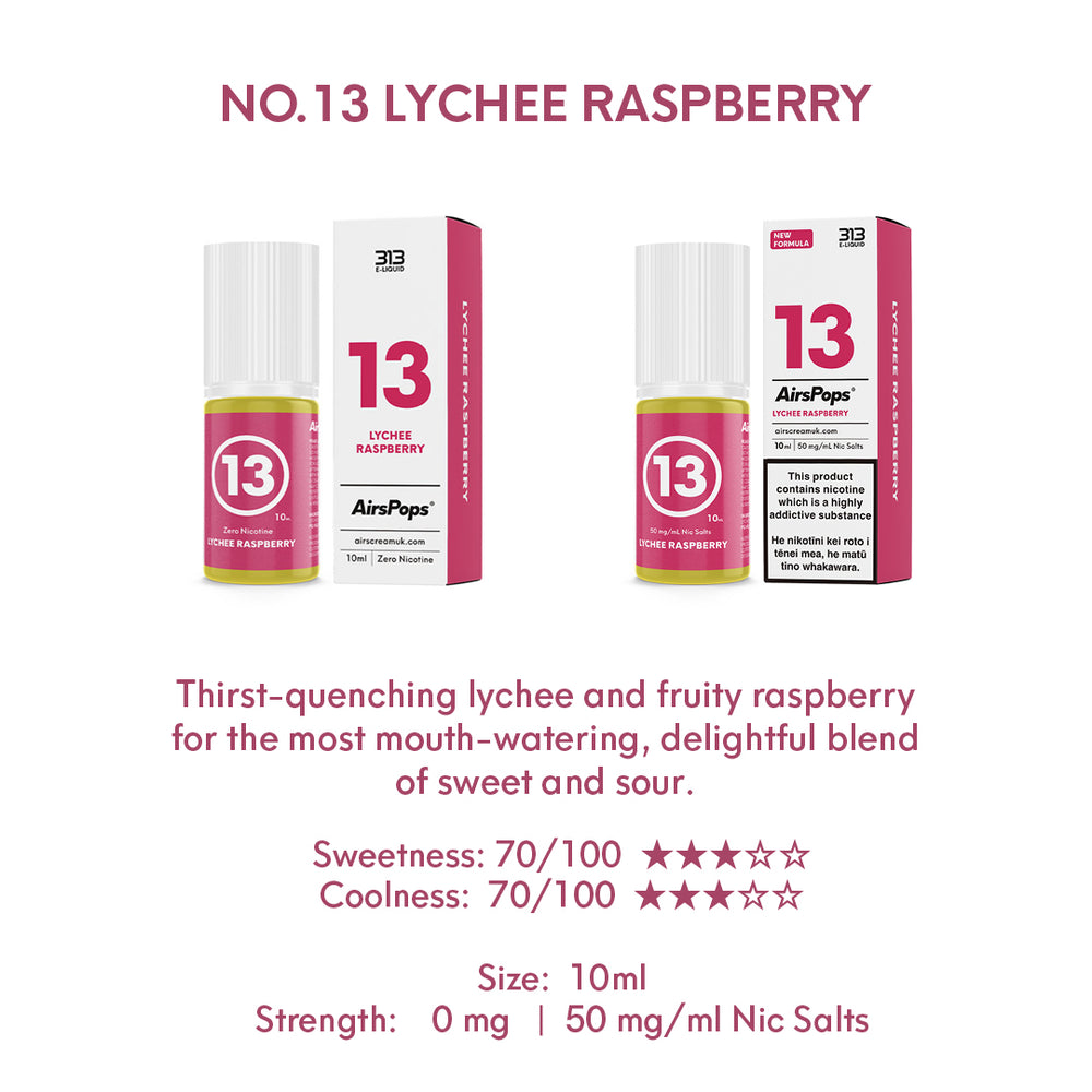 NO. 13 LYCHEE RASPBERRIES (Lychee Raspberry) - AirsPops 313 E-LIQUID 10ml