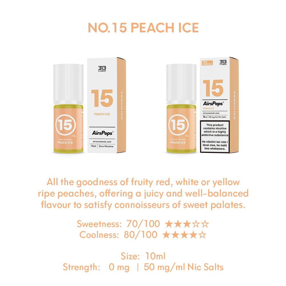 NO. 15 Peach (Peach Ice) - AirsPops 313 E-LIQUID 10ml