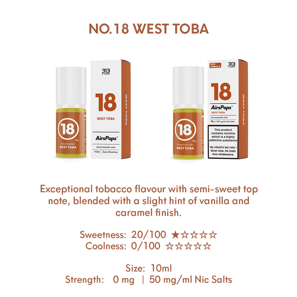 NO. 18 TOBACCO (West Toba) - AirsPops 313 E-LIQUID 10ml