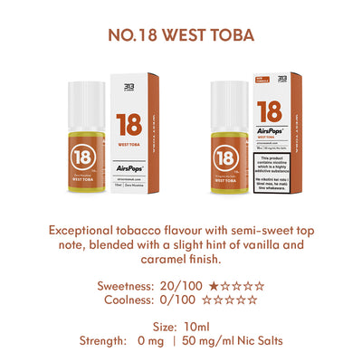 NO. 18 TOBACCO (West Toba) - AirsPops 313 E-LIQUID 10ml