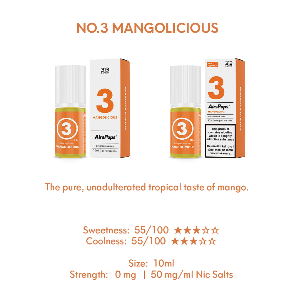 AIRSCREAM 313 E-LIQUID Mangolicious 10ml - AIRSCREAM NZ