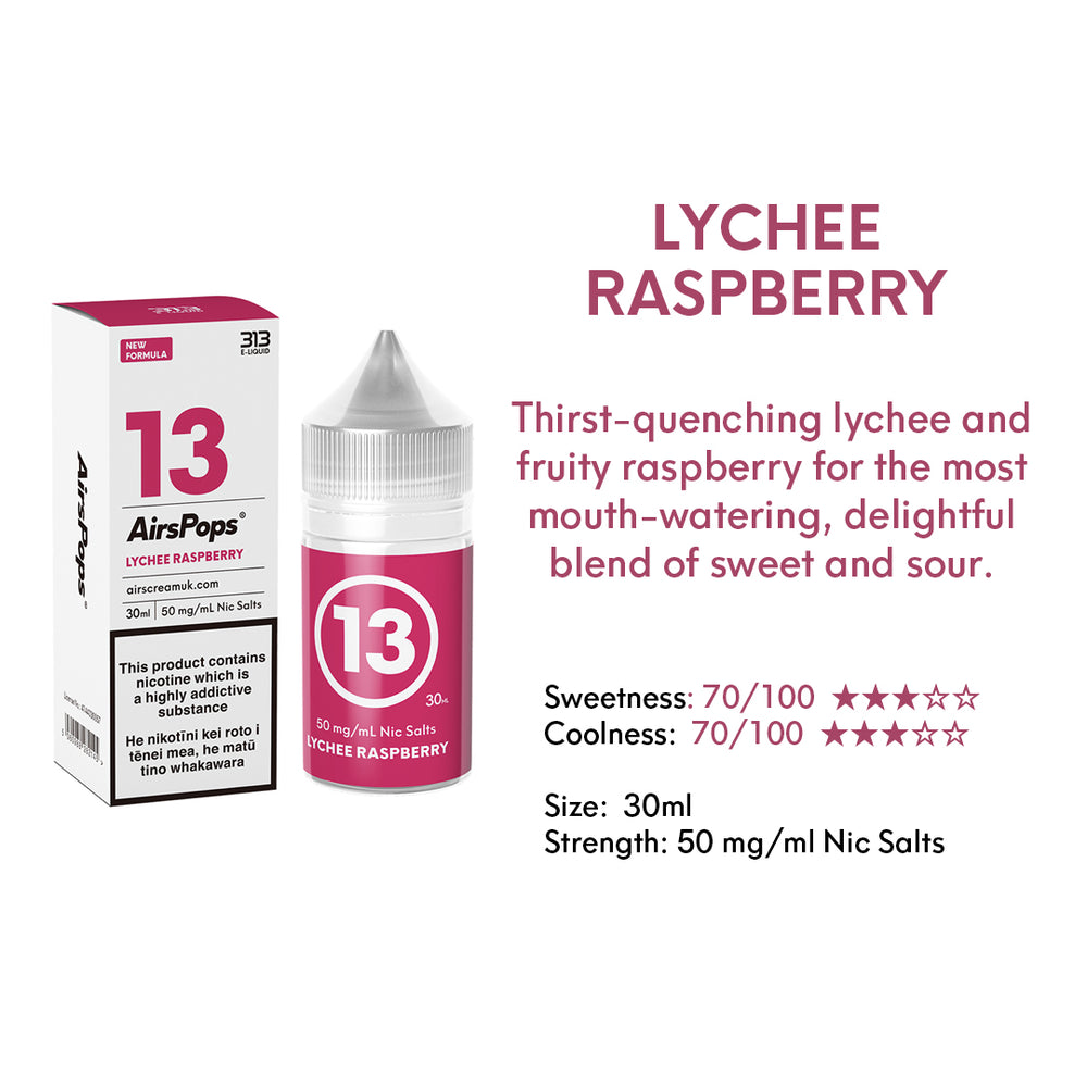 NO. 13 LYCHEE RASPBERRIES ( Lychee Raspberry) - AirsPops 313 E-LIQUID 30ml