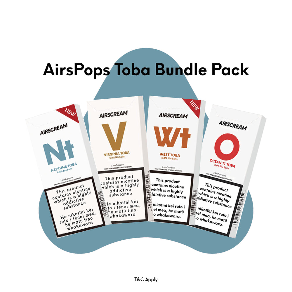 AIRSCREAM AirsPops 1.6ML 4Pks Toba Bundle Deal