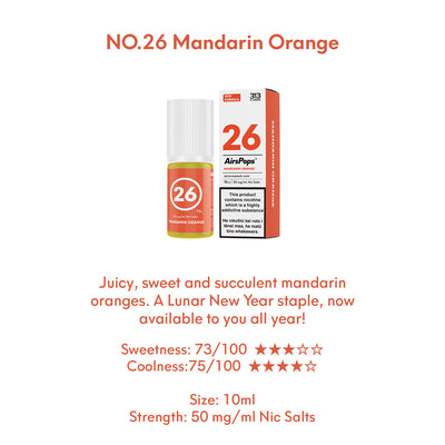 NO. 26 HONEY ORANGES ( Mandarin Orange)- AirsPops 313 E-LIQUID 10ml