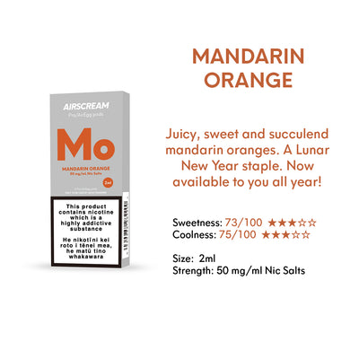 Mandarin Orange - AIRSCREAM AirsPops Pro 2ml Pods Specifications