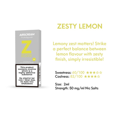 Zesty Lemon - AIRSCREAM AirsPops Pro 2ml Pods Specifications