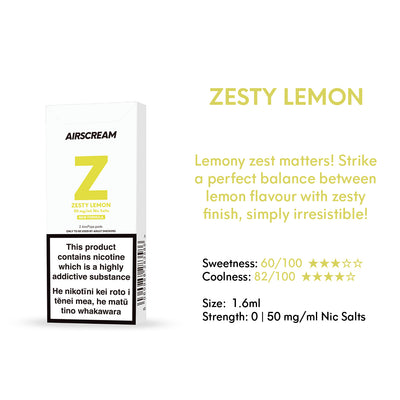 Zesty Lemon -- AIRSCREAM AirsPops 1.6ML Pods - AIRSCREAM NZ